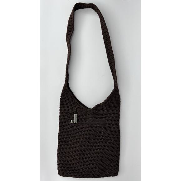 The Sak Brown Crochet Crossbody Hobo Bag Knit Shoulder Purse Boho Y2K Coastal - Picture 2 of 8